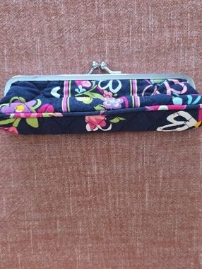 Vera Bradley Floral Navy Quilted  Makeup Clutch-